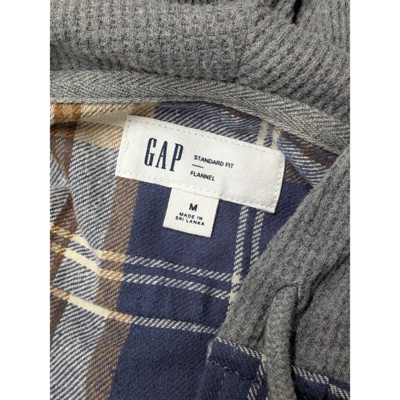 Gap Plaid Flannel Hoodie Men Size M Button Up Standard Fit Streetwear Skate Cozy - Picture 7 of 9